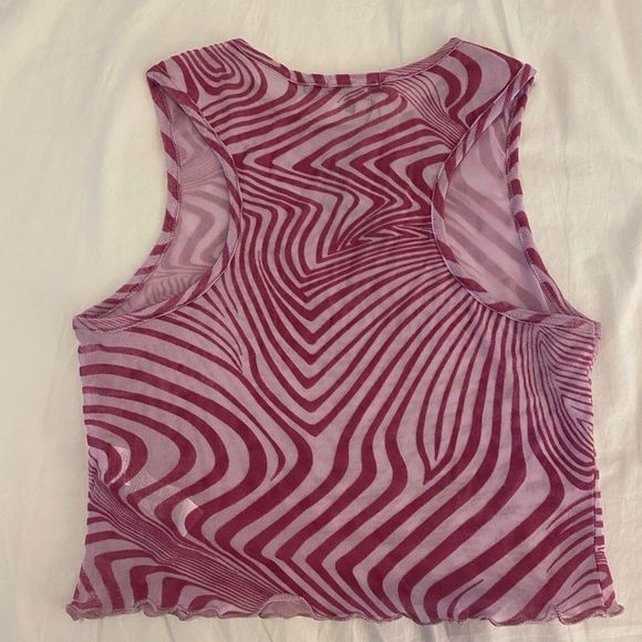 NWT Purple Marble Mesh Crop Top - Picture 13 of 16